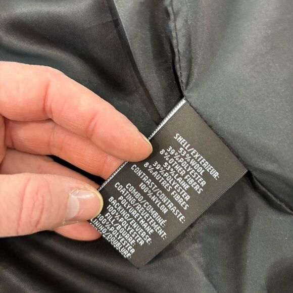 Badgley Mischka Women's Black Wool Leather Puffer Coat sz L - Picture 7 of 14